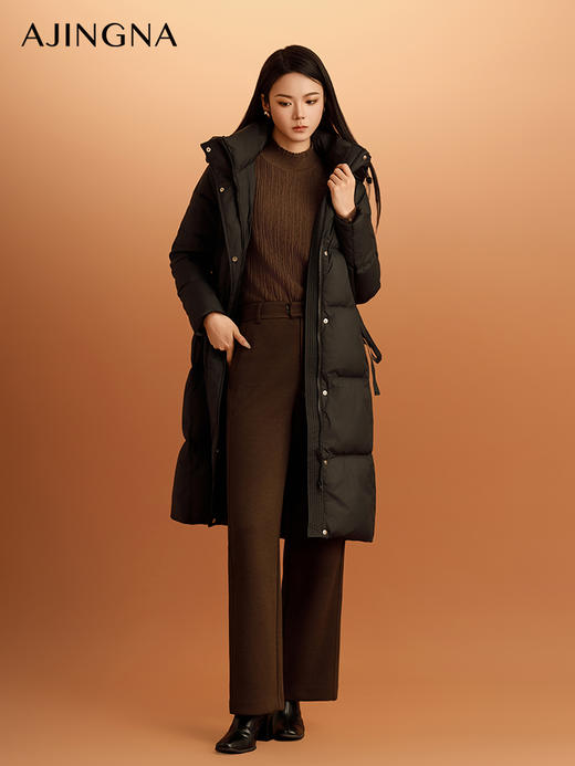 【商场同款】阿菁娜2024冬季新款蓄热抗寒连帽长款羽绒服A29D216059 商品图1