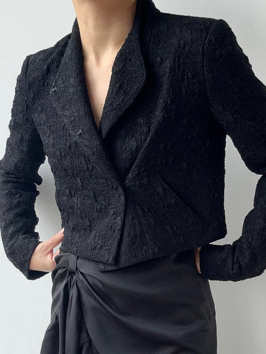 ranyepersonal｜blazer 提花肌理黑色短外套 [ 黑TOUCH24JA01-1 ] 商品图1