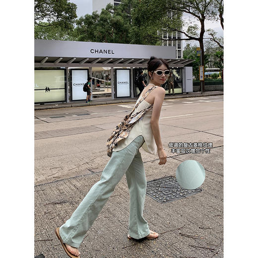 EKOOL衣库~曼波格调~高腰白色牛仔裤女夏季薄款百搭显瘦直筒长裤 商品图0