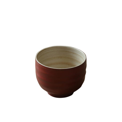 茶香记 手工绛红釉螺纹主人杯90ml陶瓷茶杯明艳高贵端庄典雅新年品杯 商品图5