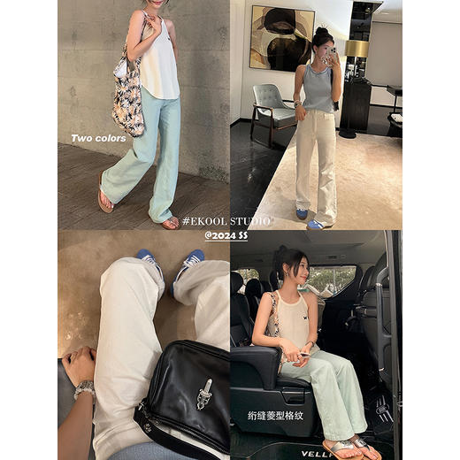 EKOOL衣库~曼波格调~高腰白色牛仔裤女夏季薄款百搭显瘦直筒长裤 商品图1