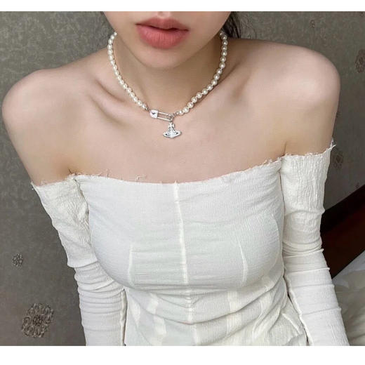 1029-2 现货发 自留 圆正 无包装 西太后土星别针 珍珠项链 商品图5