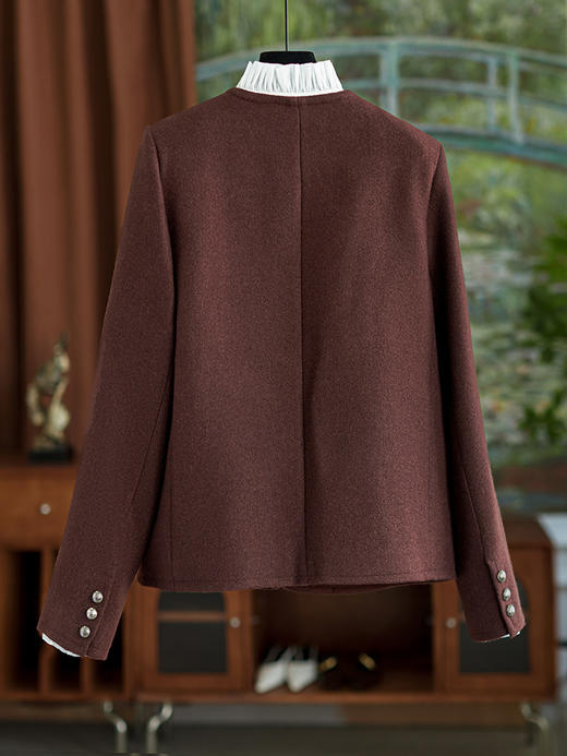 【高货wl】全新升级【铂金会员367/天猫499/差价132】洛诗琳优雅小香风山茶花胸针圆领外套简约时尚气质外套女(03025) 商品图2