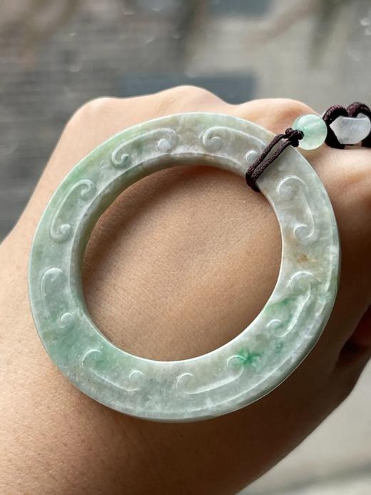 白底青翡翠雕螭龙纹吊坠环，顺丰包邮 商品图5