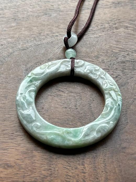 白底青翡翠雕螭龙纹吊坠环，顺丰包邮 商品图4