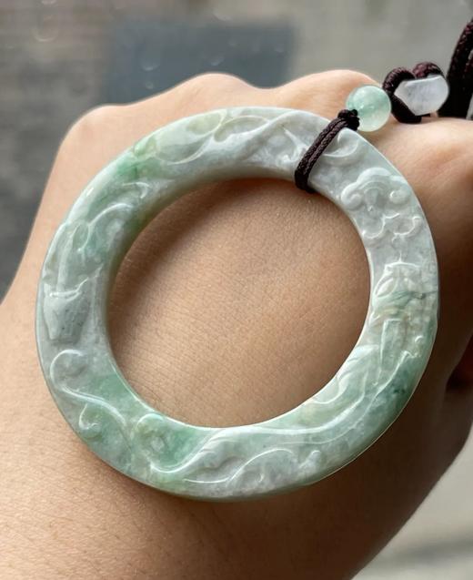 白底青翡翠雕螭龙纹吊坠环，顺丰包邮 商品图7