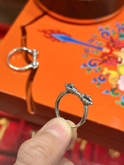 天语龙吟定制款纯银金刚杵戒指s9纯银男女金刚降魔杵金刚杵戒指 商品图8