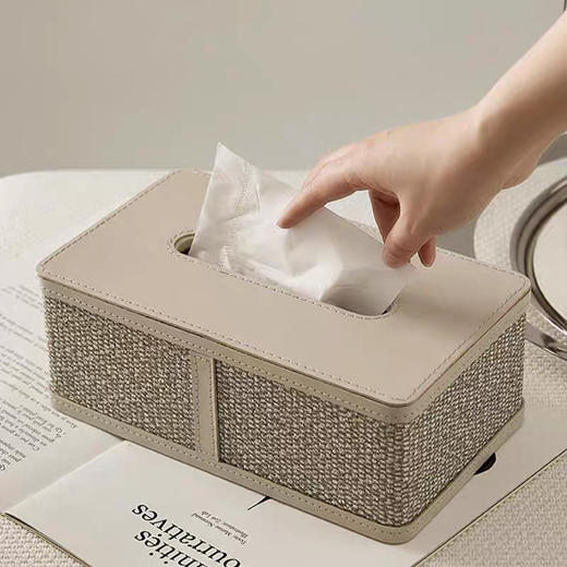 软装高端纸巾盒抽纸盒创意轻奢收纳客厅餐厅桌面皮质简约纸抽盒子 商品图2