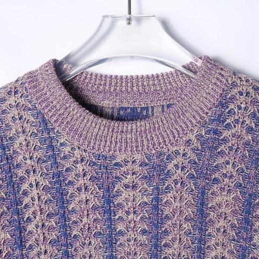 秋冬季新款时尚个性复古混色圆领毛衣慵懒宽松套头针织衫情侣 商品图2