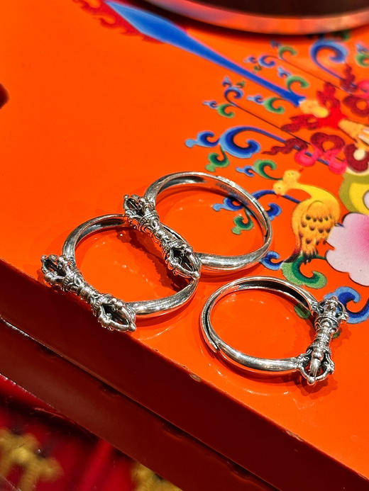 天语龙吟定制款纯银金刚杵戒指s9纯银男女金刚降魔杵金刚杵戒指 商品图12