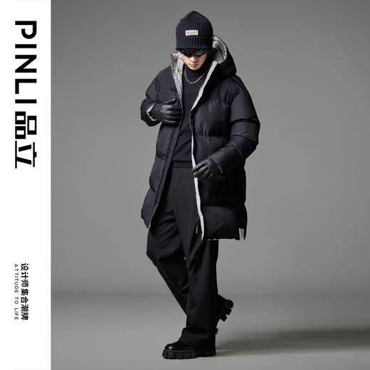 PINLI品立2024冬季新款男士宽松连帽长款棉衣外套上衣GD243305388 商品图2