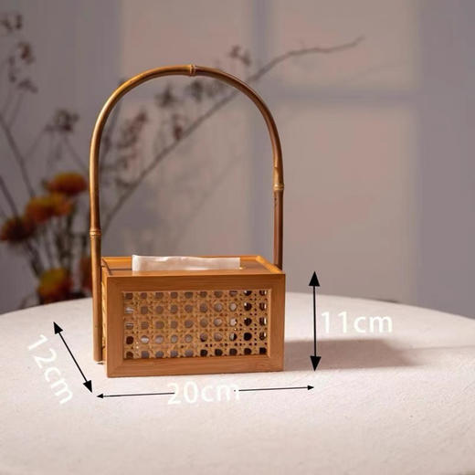 RW 家用客厅抽纸盒手提式家居楠竹餐巾盒茶桌功夫禅意装饰摆件纸巾盒 商品图1