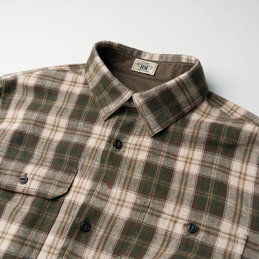 ROMI STUDIO“美式复古”莱赛尔棉混纺磨毛翻领格纹衬衫 431C5105 商品图2