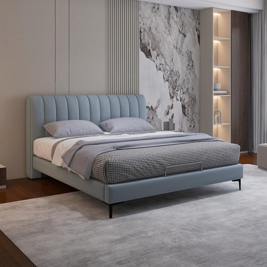 顾家家居整装 意式极简 皮艺床 KZ.B5028B 蓝色曼波 商品图1