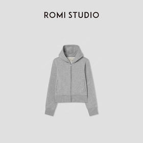 ROMI STUDIO“美式休闲”运动休闲加绒短款连帽卫衣外套RW24AS90932