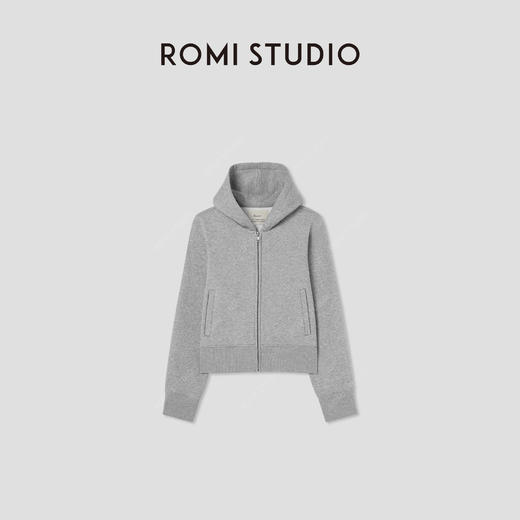 ROMI STUDIO“美式休闲”运动休闲加绒短款连帽卫衣外套RW24AS90932 商品图0