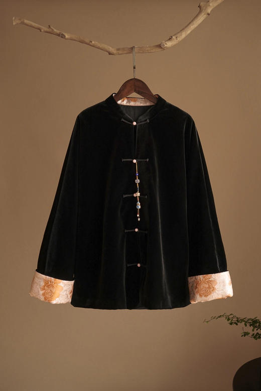 丝绒花团锦簇新云锦拼接棉袄 商品图0