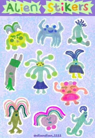 Diandian丨外星人贴纸 商品图0