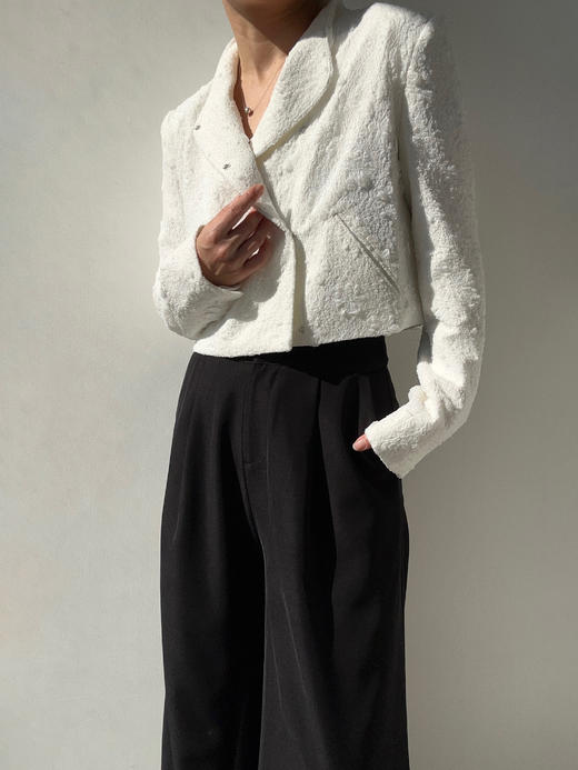 ranyepersonal｜blazer 提花肌理白色短外套 [ 白TOUCH24JA01-2 ] 商品图7