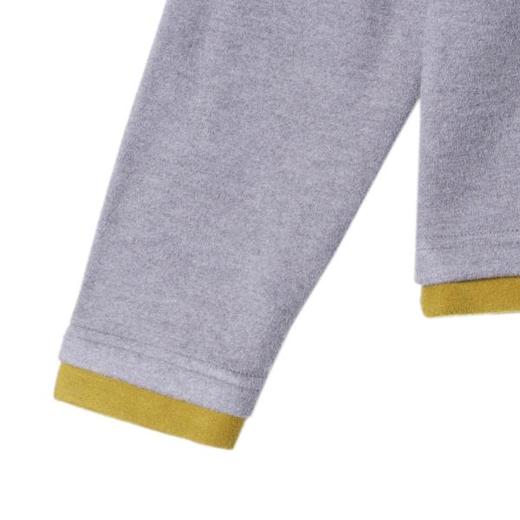 T2090秋冬季新款时尚个性韩版绒面撞色假两件立领长袖T恤情侣百搭上衣 商品图4