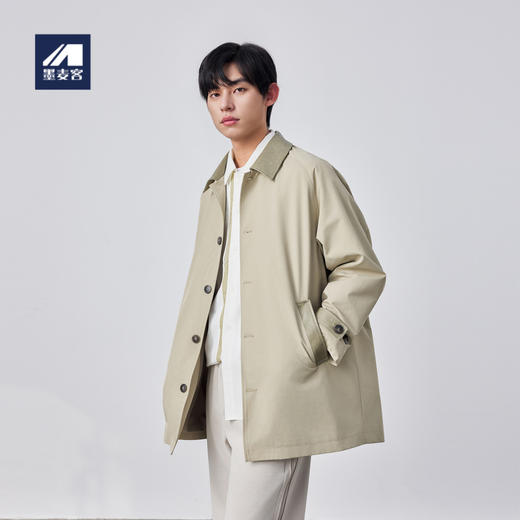 墨麦客男装经典风衣外套男士春秋季新款时尚休闲宽松中长款大衣。 商品图0