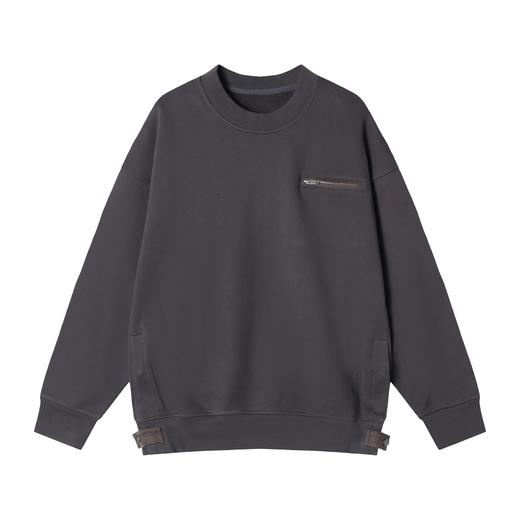 WY559秋冬新款时尚个性纯色拉链拼接圆领套头卫衣休闲百搭上衣潮 商品图1