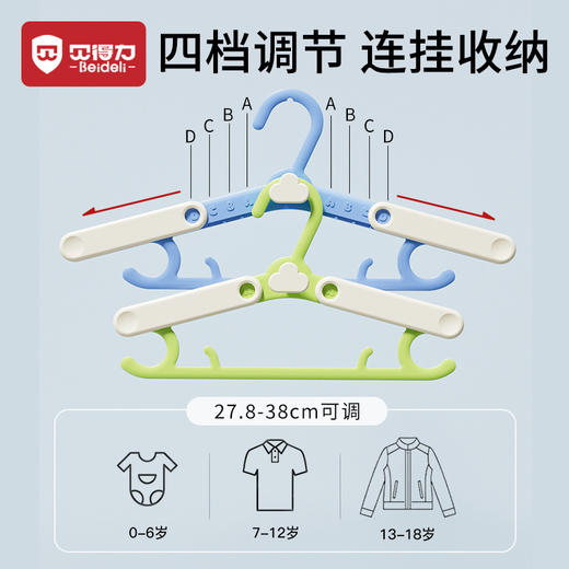 儿童衣架多功能新生婴幼儿宝宝专用伸缩晾衣架小号家用防滑挂衣撑 商品图3