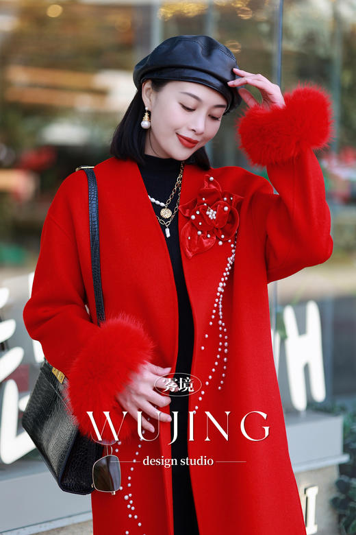 【新年战袍】玫瑰人生高级定制重手工贵妇级羊绒大衣 4202085 商品图3