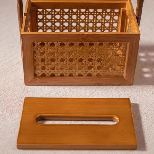 RW 家用客厅抽纸盒手提式家居楠竹餐巾盒茶桌功夫禅意装饰摆件纸巾盒 商品图4