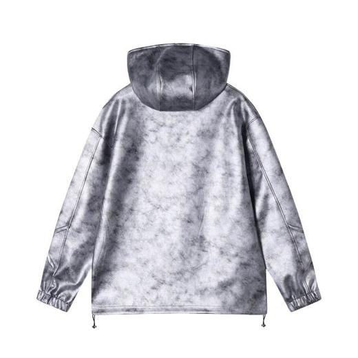 WY390秋冬季新款美式个性褶皱皮面立领连帽卫衣宽松时尚户外长袖 商品图4