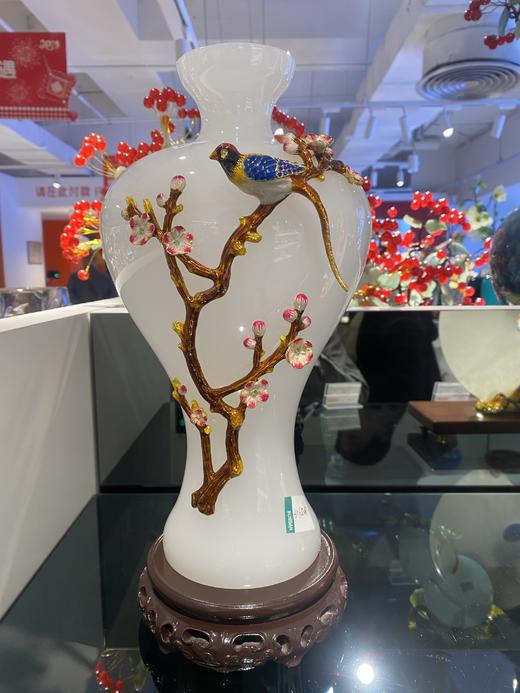 佛罗端斯琉璃玉花瓶摆件客厅玄关装饰工艺品高档乔迁礼新居礼佛罗端斯-平安喜悦花瓶（白玉右） 商品图4