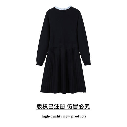 奢姿2025年秋季新款大码女装立领气质裙子胖妹妹学院风胸针连衣裙9851820835 商品图1