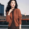 超好看红棕色单排扣，时尚气质上衣洋气独特别致针织开衫LJX-034 商品缩略图0