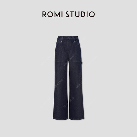 ROMI STUDIO“工装美学”绵羊毛棉混纺加绒厚款牛仔裤 RW24AX80835 商品图0