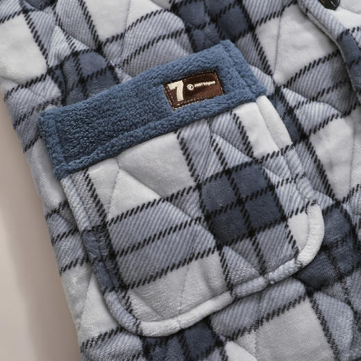 芬腾睡衣男冬季三层夹棉加厚加绒保暖男士青年冬天棉袄家居服套装 商品图3