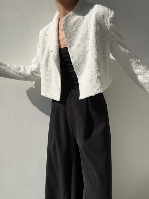 ranyepersonal｜blazer 提花肌理白色短外套 [ 白TOUCH24JA01-2 ] 商品图8