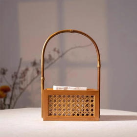 RW 家用客厅抽纸盒手提式家居楠竹餐巾盒茶桌功夫禅意装饰摆件纸巾盒