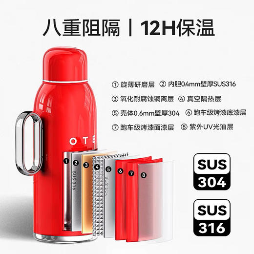 OTE欧堤保温壶便携车载户外露营旅行焖茶外出携带便携热水瓶 商品图3