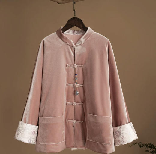 丝绒花团锦簇新云锦拼接棉袄 商品图4