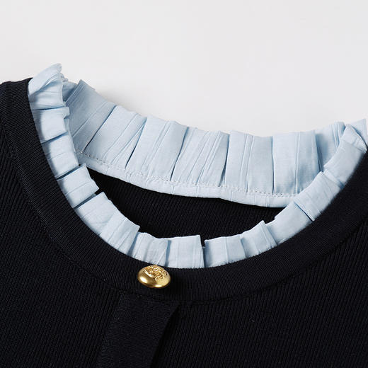 奢姿2025年秋季新款大码女装立领气质裙子胖妹妹学院风胸针连衣裙9851820835 商品图2