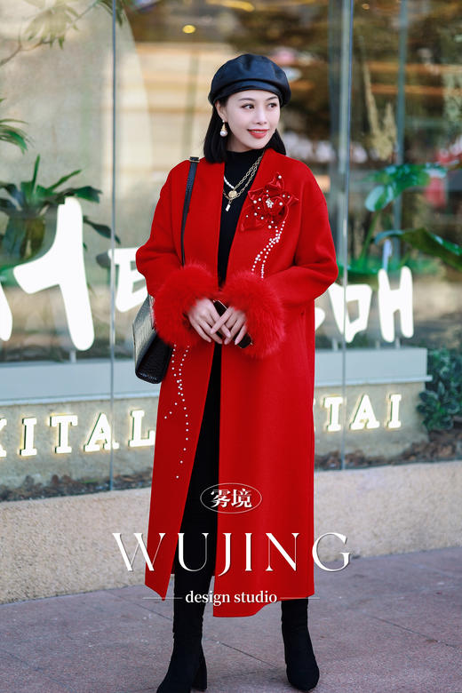 【新年战袍】玫瑰人生高级定制重手工贵妇级羊绒大衣 4202085 商品图2