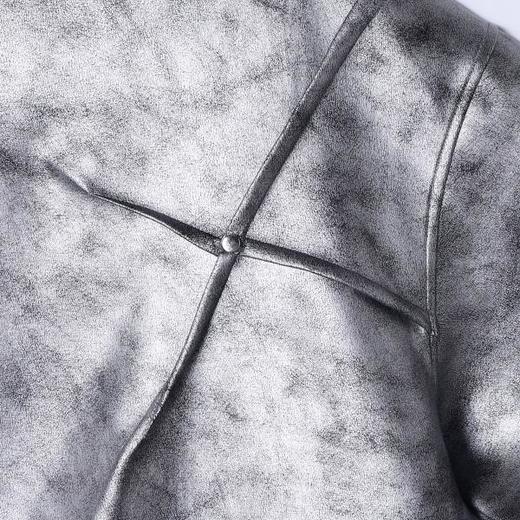 WY390秋冬季新款美式个性褶皱皮面立领连帽卫衣宽松时尚户外长袖 商品图2