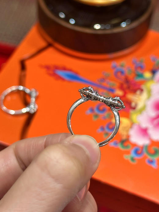 天语龙吟定制款纯银金刚杵戒指s9纯银男女金刚降魔杵金刚杵戒指 商品图7