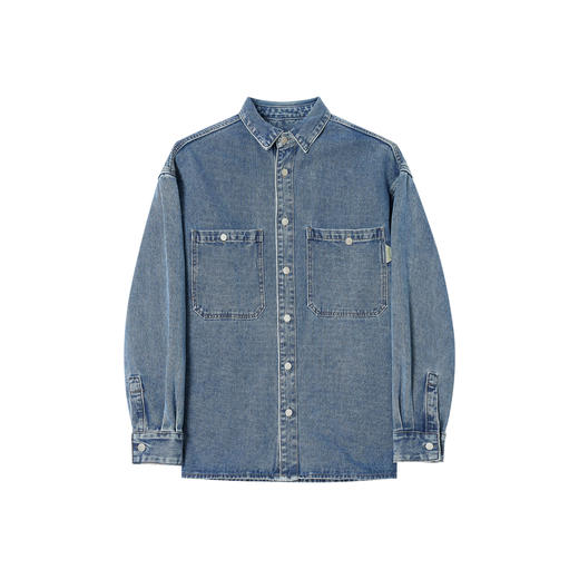 墨麦客男装2024春秋季新款日式衬衫牛仔夹克男士休闲宽松外套男。 商品图4