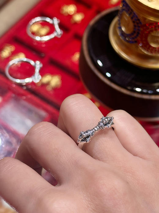 天语龙吟定制款纯银金刚杵戒指s9纯银男女金刚降魔杵金刚杵戒指 商品图2