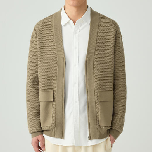 墨麦客 V领羊毛针织夹克 男士秋季新款可机洗厚款长袖外套男20506 商品图1