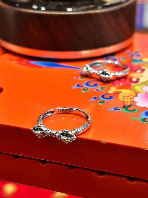 天语龙吟定制款纯银金刚杵戒指s9纯银男女金刚降魔杵金刚杵戒指 商品图11