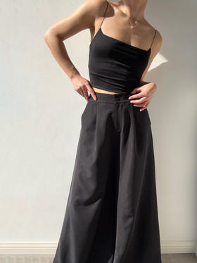 ranyepersonal｜pants 斜纹廓形黑色长裤  [ 黑TOUCH24TR01-1 ]