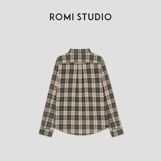ROMI STUDIO“美式复古”莱赛尔棉混纺磨毛翻领格纹衬衫 431C5105 商品图1