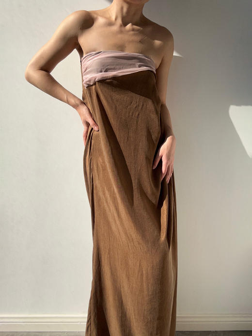 ranyepersonal｜抹胸铜氨棕色连衣裙 [ 棕TOUCH24DR06-1 ] 商品图5